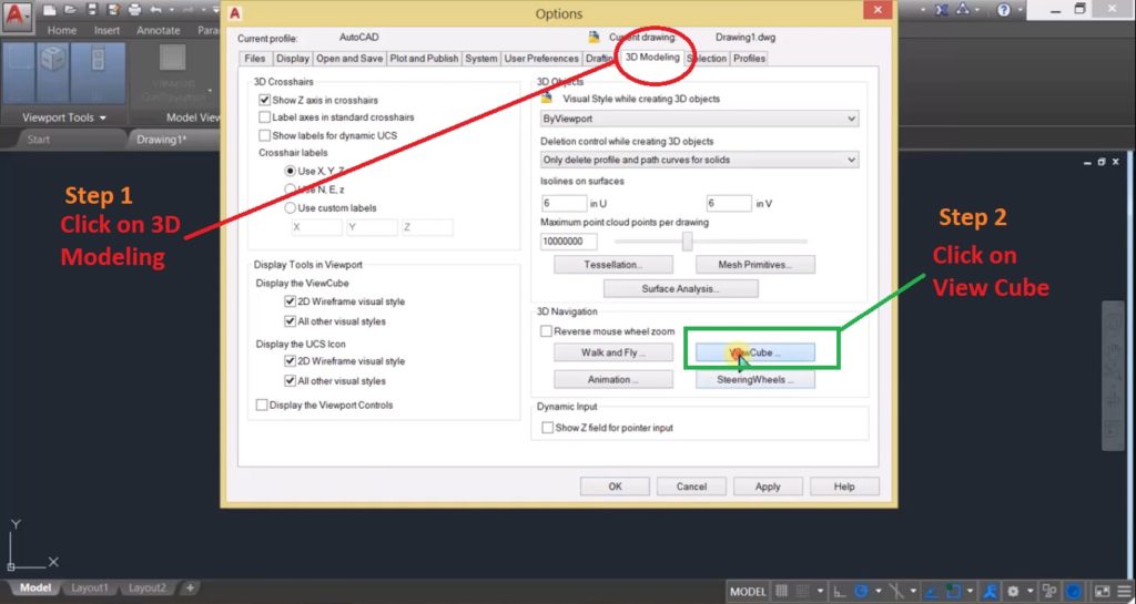 Missing Viewcube In AutoCAD